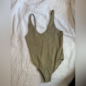 aerie Olive Green Ribbed Bodysuit